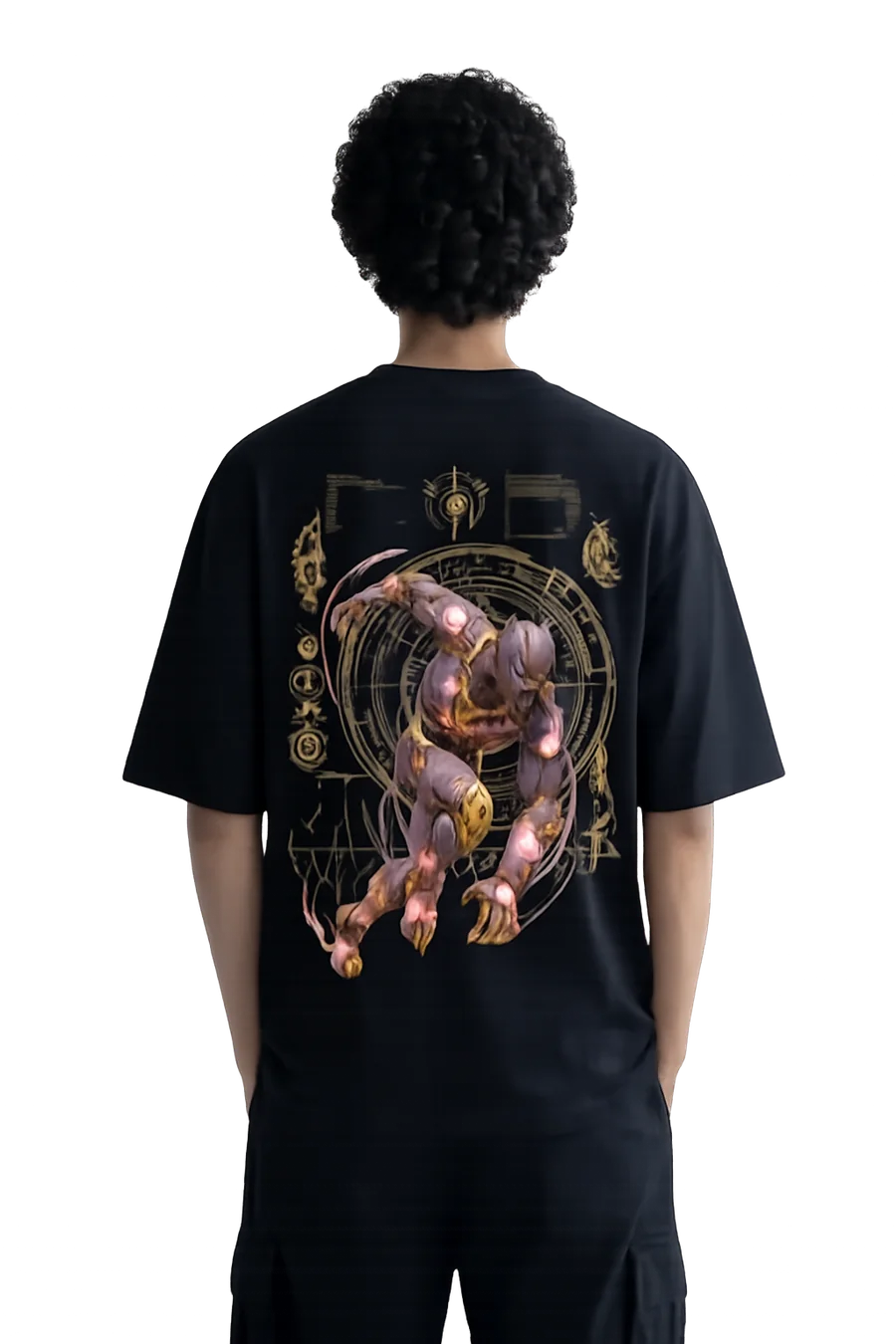 Cyber Panther Warrior black T-shirt back